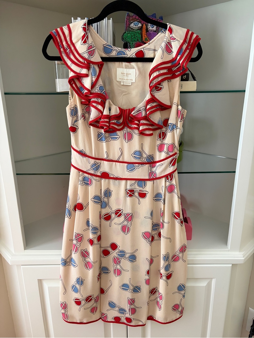 kate spade Cream Sundress with Pink and Blue Sunglasses Print